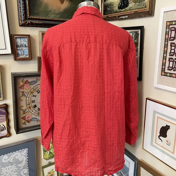 Liz Claiborne Lizsport Womens Red Button-Up Long Sleeve Shirt L - Picture 4 of 6